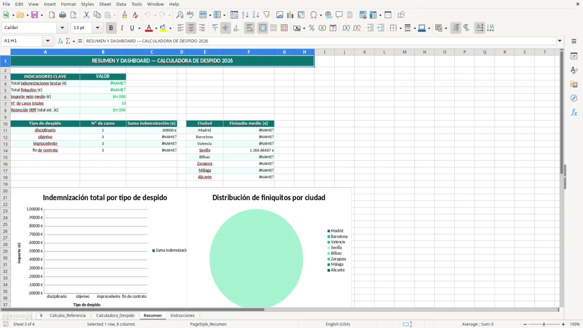 Captura 3: hoja Resumen - Plantilla Excel plantilla calculadora despido excel gratis