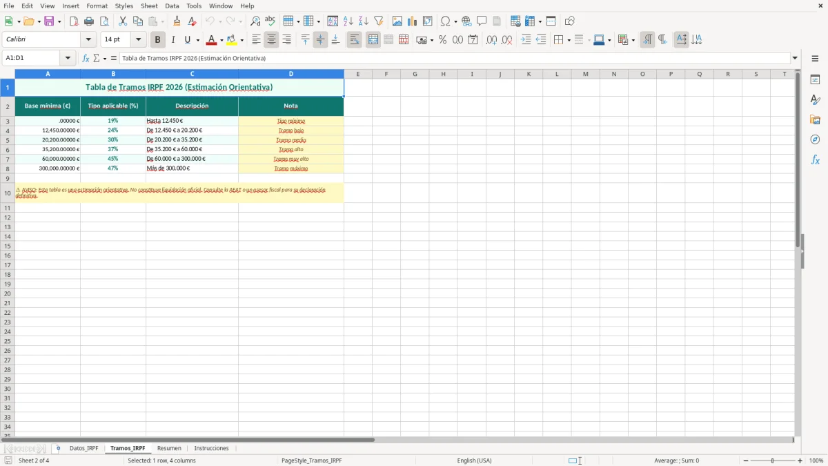 Captura 2: hoja Tramos_IRPF - Plantilla Excel plantilla calculadora irpf excel gratis