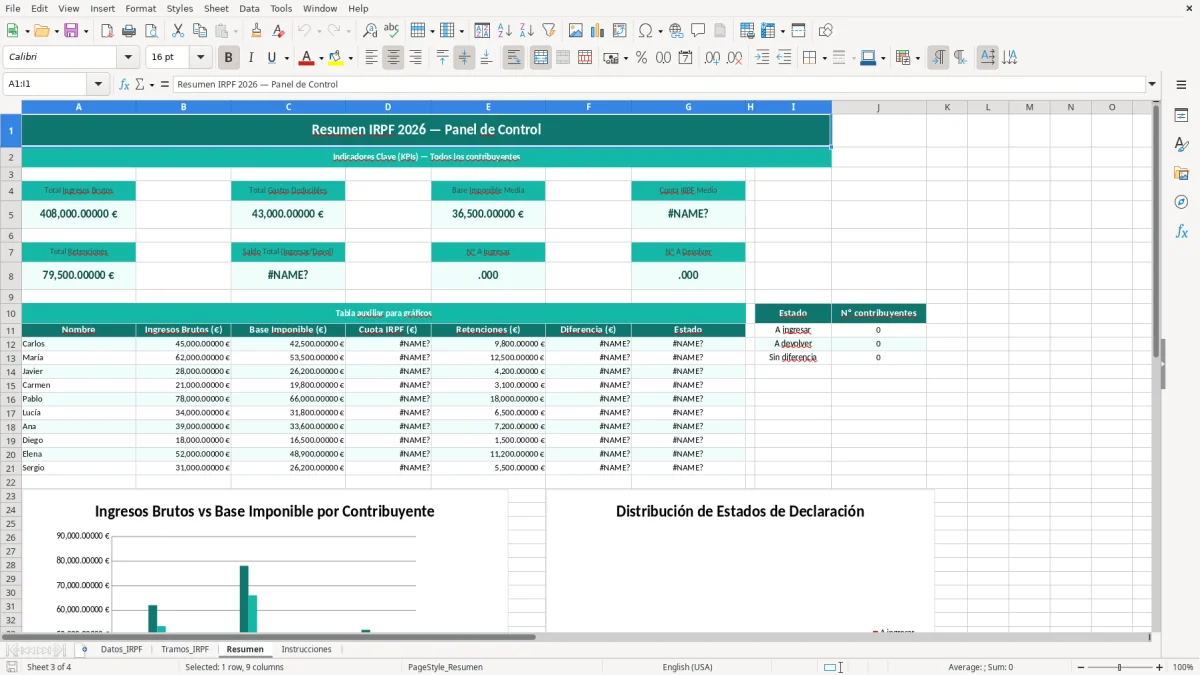 Captura 3: hoja Resumen - Plantilla Excel plantilla calculadora irpf excel gratis