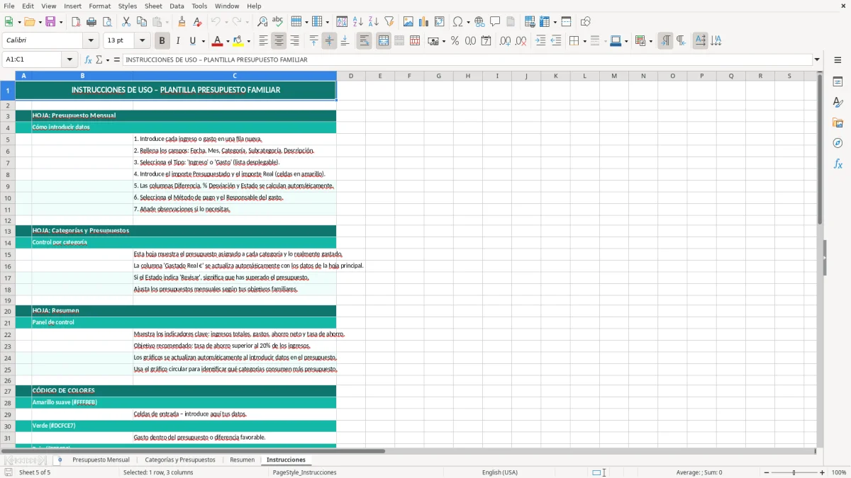 Captura 4: hoja _ChartData - Plantilla Excel plantilla presupuesto familiar excel gratis